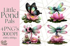 Cute Turtle Frog Alligator Pond Animals Clipart PNG Product Image 1