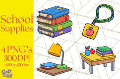 School Supplies Clipart Back To School PNG, Teacher Clip Art Product Image 1