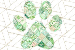 Cat Paw Prints Clipart PNG, Patchwork Kitty Paw Art Product Image 4