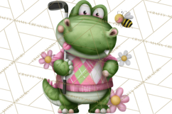 Golfing Frog Turtle Alligator Argyle Clipart PNG Product Image 4