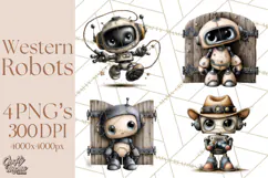 Western Robot Clipart PNG Files, Western Clip Art Product Image 1