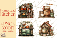 Rustic Homestead Kitchen Clipart | Farmhouse Kitchen Png Product Image 1