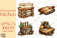 Rustic Homestead Kitchen Clipart | Farmhouse Kitchen Png Product Image 1