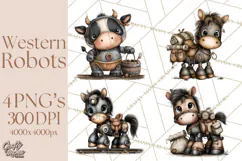 Western Robot Clipart PNG Files, Western Clip Art Product Image 1