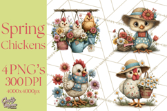 Spring Chickens Gardening Farm Clipart PNG, Chicks Clip Art Product Image 1