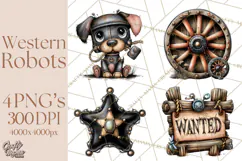 Western Robot Clipart PNG Files, Western Clip Art Product Image 1