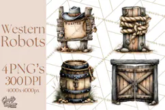 Western Robot Clipart PNG Files, Western Clip Art Product Image 1