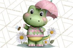 Golfing Frog Turtle Alligator Argyle Clipart PNG Product Image 5