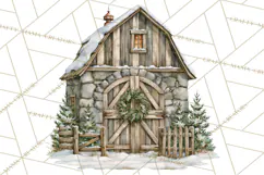 Winter Barn Christmas Clipart PNG, Farmhouse Christmas Product Image 2