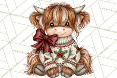 Boutique Christmas Highland Cows PNG Product Image 2
