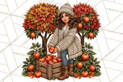 Cozy Autumn Women PNG Clipart, Girl Fall Png Product Image 5