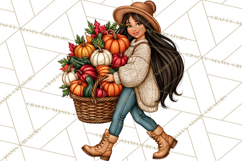 Cozy Autumn Women PNG Clipart, Girl Fall Png Product Image 3