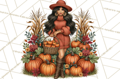 Cozy Autumn Women PNG Clipart, Girl Fall Png Product Image 5