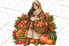 Cozy Autumn Women PNG Clipart, Girl Fall Png Product Image 4