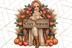 Cozy Autumn Women PNG Clipart, Girl Fall Png Product Image 5
