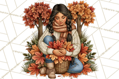 Cozy Autumn Women PNG Clipart, Girl Fall Png Product Image 3