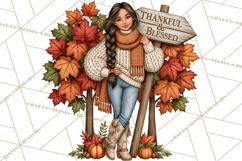 Cozy Autumn Women PNG Clipart, Girl Fall Png Product Image 4