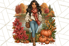 Cozy Autumn Women PNG Clipart, Girl Fall Png Product Image 2
