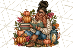 Cozy Autumn Women PNG Clipart, Girl Fall Png Product Image 4