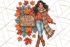 Cozy Autumn Women PNG Clipart, Girl Fall Png Product Image 3