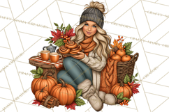Cozy Autumn Women PNG Clipart, Girl Fall Png Product Image 4