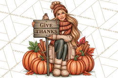Cozy Autumn Women PNG Clipart, Girl Fall Png Product Image 5