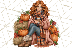 Cozy Autumn Women PNG Clipart, Girl Fall Png Product Image 2