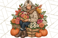 Cozy Autumn Women PNG Clipart, Girl Fall Png Product Image 3