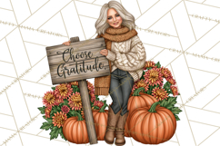 Cozy Autumn Women PNG Clipart, Girl Fall Png Product Image 4