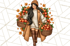 Cozy Autumn Women PNG Clipart, Girl Fall Png Product Image 5