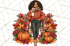 Cozy Autumn Women PNG Clipart, Girl Fall Png Product Image 4
