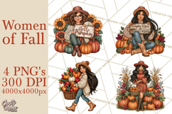 Cozy Autumn Women PNG Clipart, Girl Fall Png Product Image 1