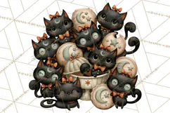Vintage Halloween Clipart PNG, Halloween Retro Characters Product Image 3
