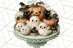 Vintage Halloween Clipart PNG, Halloween Retro Characters Product Image 4