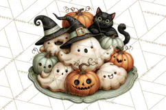 Vintage Halloween Clipart PNG, Halloween Retro Characters Product Image 5