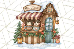 Christmas Village Clipart PNG, Winter Holiday Cottage Town Product Image 2