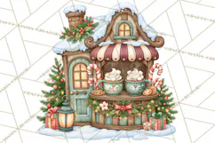 Christmas Village Clipart PNG, Winter Holiday Cottage Town Product Image 3