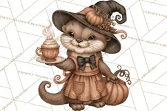 Halloween Critter Town Clipart PNG, Spooky Cottage Animals Product Image 3