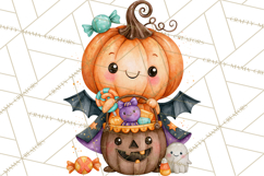 Pumpkin Munchkins Cute Halloween Clipart PNG Product Image 4