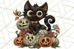Vintage Halloween Clipart PNG, Halloween Retro Characters Product Image 4