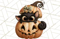 Vintage Halloween Clipart PNG, Halloween Retro Characters Product Image 5