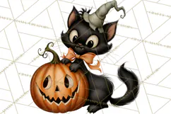 Vintage Halloween Clipart PNG, Halloween Retro Characters Product Image 3