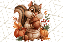 Autumn Critters PNG Cute Woodland Clipart Product Image 4