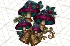 Gothic Christmas Mushrooms PNG, Christmas Florals Product Image 3