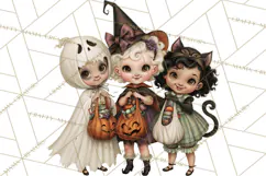 Vintage Halloween Clipart PNG, Halloween Retro Characters Product Image 5