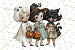 Vintage Halloween Clipart PNG, Halloween Retro Characters Product Image 2