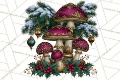 Gothic Christmas Mushrooms PNG, Christmas Florals Product Image 2