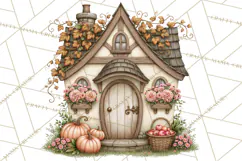 Autumn Critter Town Clipart PNG, Fall Cottage Animal Town Product Image 4