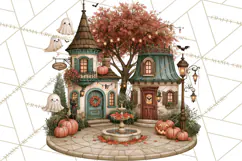 Halloween Critter Town Clipart PNG, Spooky Cottage Animals Product Image 4