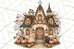 Halloween Critter Town Clipart PNG, Spooky Cottage Animals Product Image 5